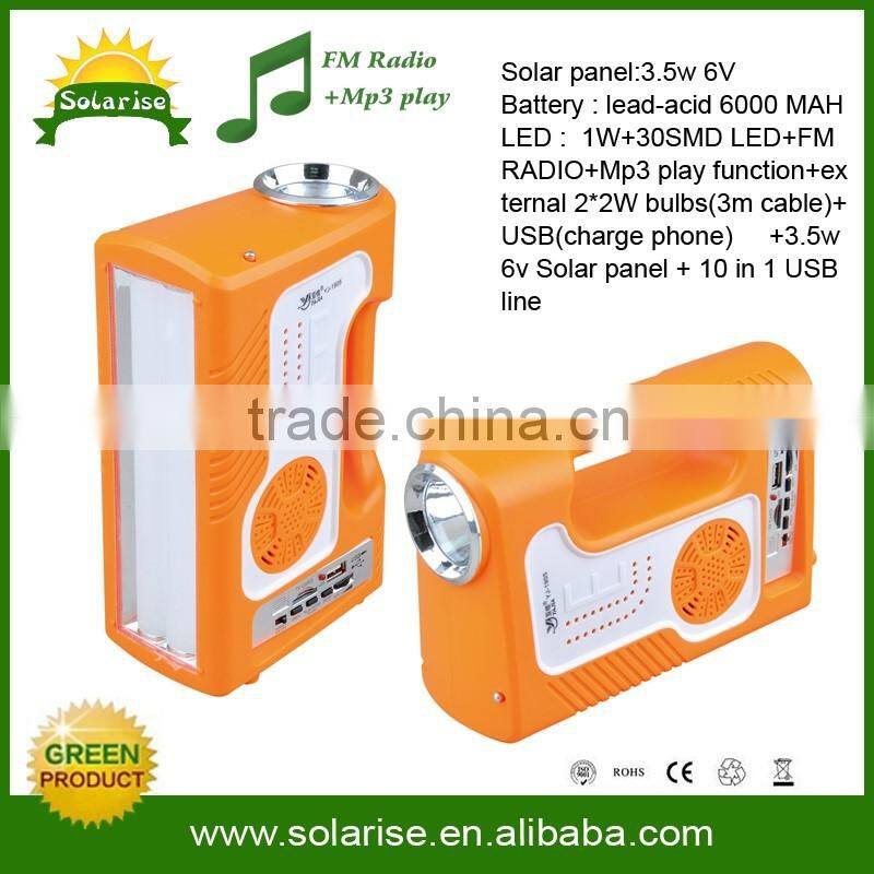solar home lighting with radio and mp3 USB charging kit solar fence light