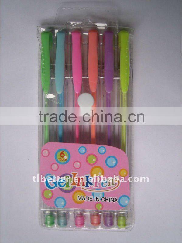 office & school use 6 colors neon gel ink pen set (G-100)