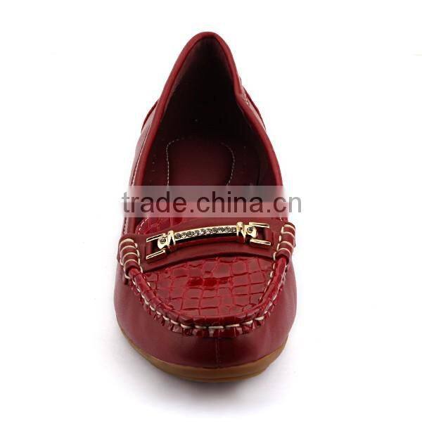 Newest design Stone Pattern shoes Red color women footwear genuine cowhide leather lady flat casual shoes