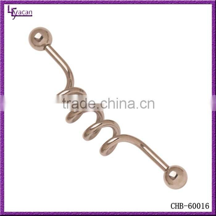 Hot Selling Customized Surgical Steel Anodized Internal Spiral Industrial Piercing