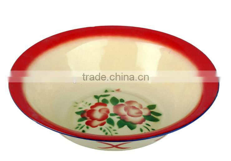 2016 best selling cheap enamel wash basin with decal flower