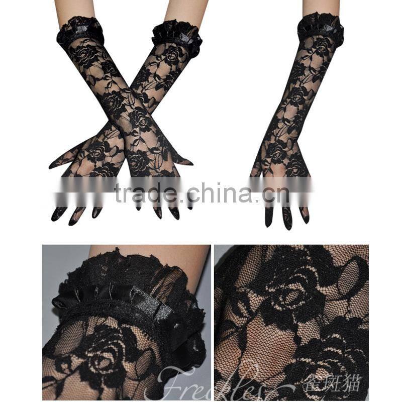 Black Lace Gloves Arm Length Lace Gloves