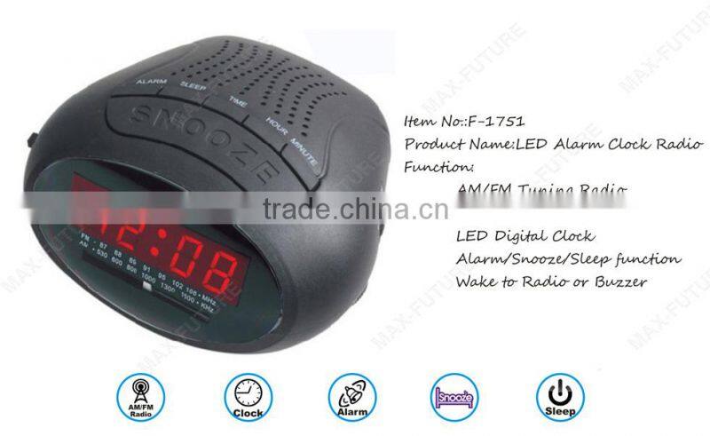 AM/FM Kitchen Clock Radio power operated alarm clock radio with frequency display (F-1751)