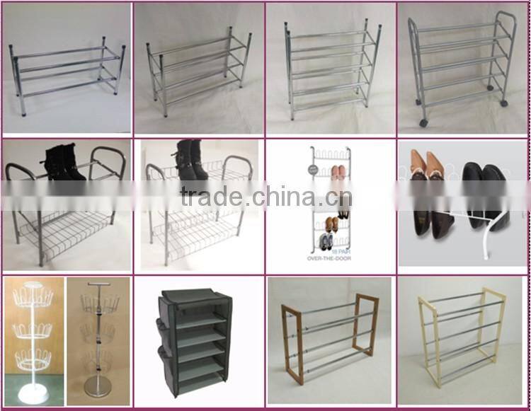Powder Coating Grey color 2 Tier 12 pairs Shoe Rack with Grey Plastic Parts