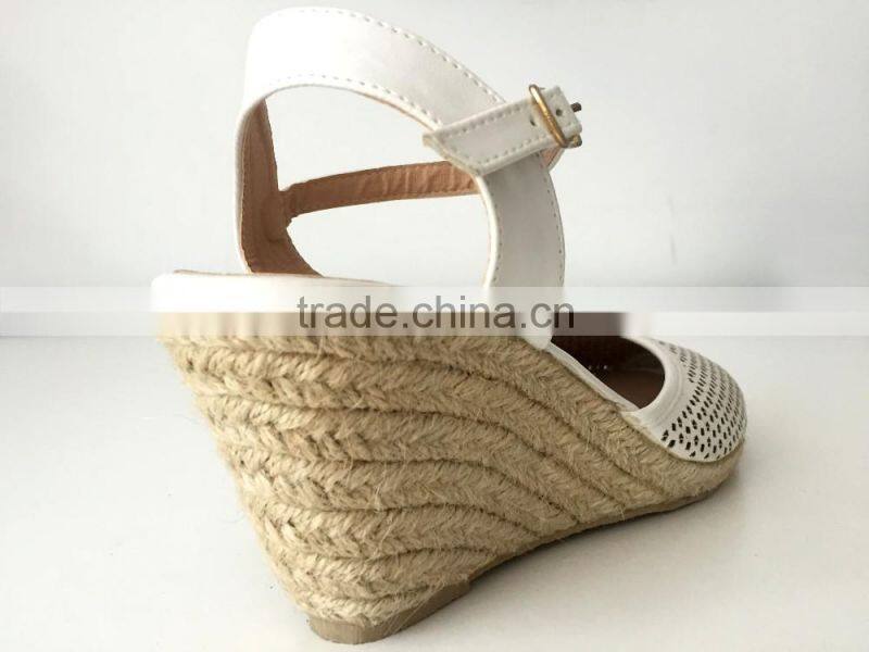 new style fashion shoe punched white pu upper platform high heel lady women sandals espadrilles shoes footwear