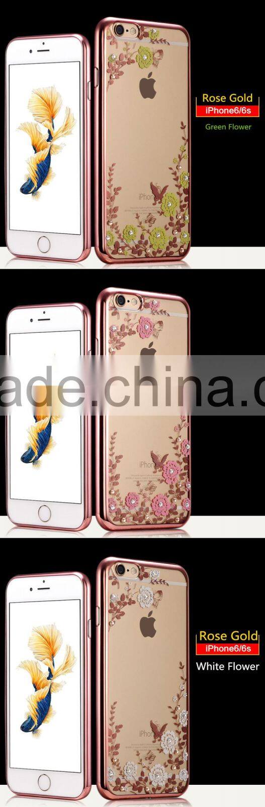 Lovely 3D Soft TPU Cystal Beads Cell Phone Case For iPhone 6/6 plus Wholesale