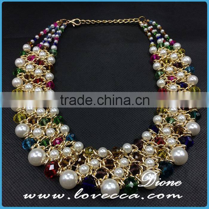 Hot gift! Charms luxury bohemian bib collar colorful pearl beads new fashion pendant necklace