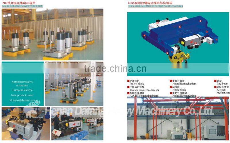 European Type Wire Rope Single Girder Overhead Cranes Electric Hoist Price