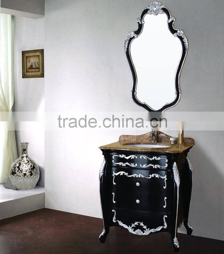 WTS-145 Luxury modern Design petite black solid wood corner bathroom vanity cabinets