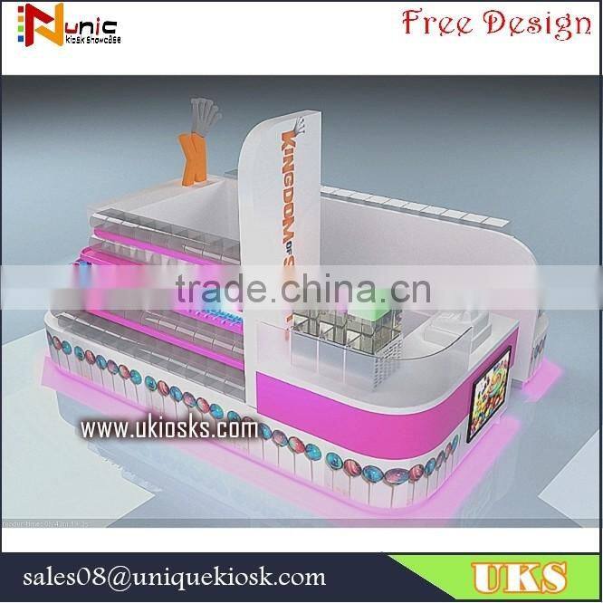 2016 Christmas mall candy kiosk, cotton candy kiosk design, candy store furniture for sale