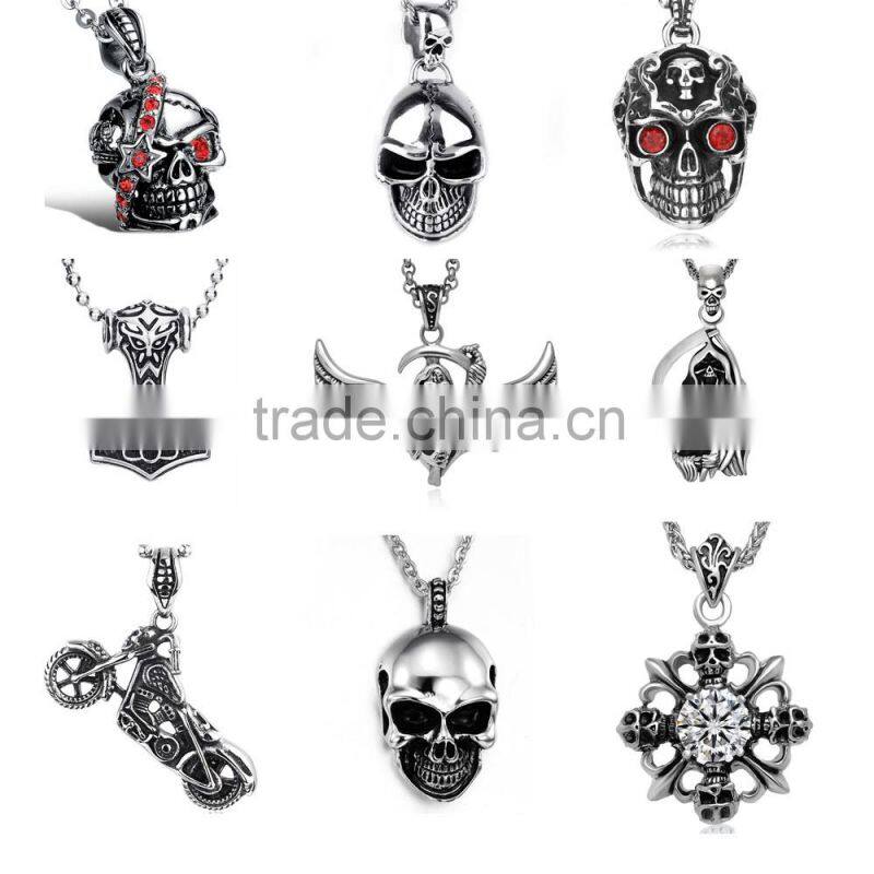 On stcok china factory curb link skull bracelets, stainless steel skull wrap link skull bracelets for men (SB-001)