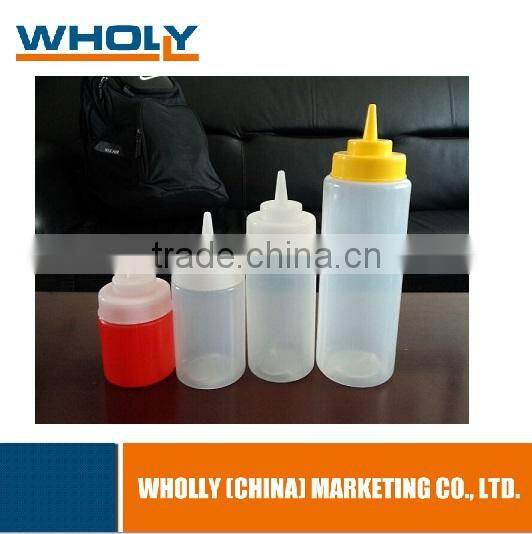300ml Clear Plastic Ketchup Sauce Soy Squeeze Bottles with Screw Cap