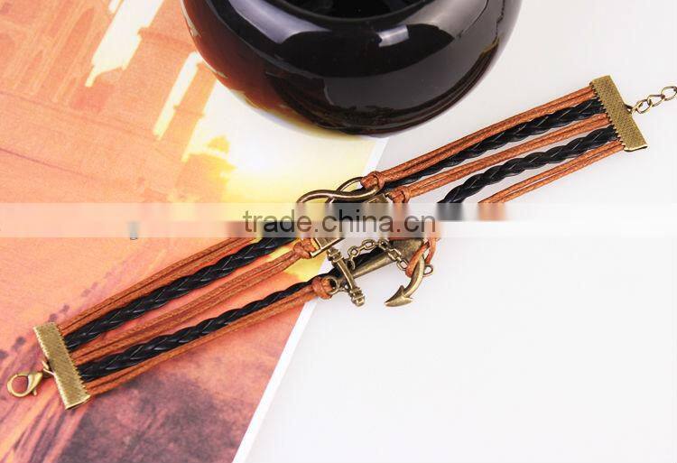 MYLOVE 5 colors in stock love bracelets & bangles braided leather jewelry MLBZ017