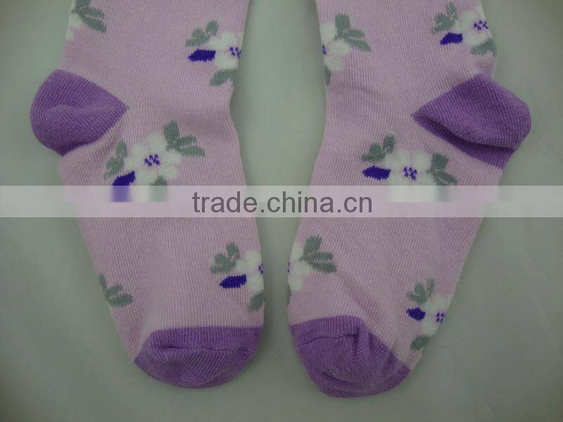 GST-02 Custom high quality jacquard 100% cotton children girl tights socks