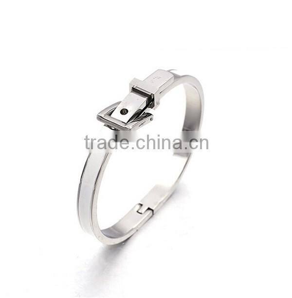Fashion Women Enamel Spring Bracelet Fine Jewelry Stainless Steel Belt Sivler Cuff Bangle