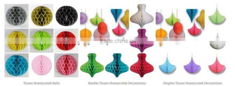 YiWu Tissue Paper Fans paper rosettes paper fans Honeycomb Tissue Paper Fans - 16 inch