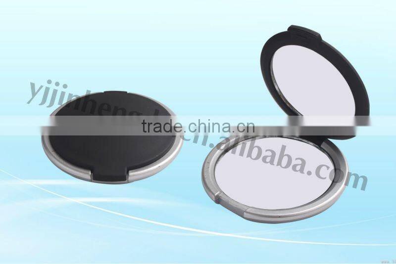 black pocket round make-up mirror