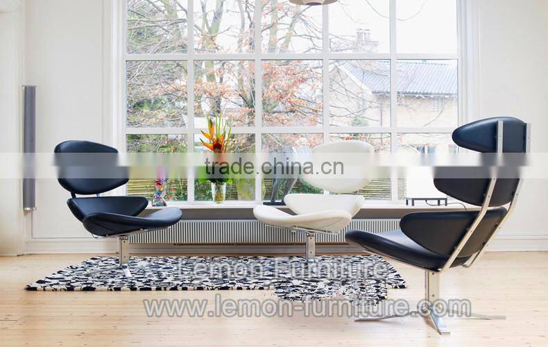 indoor chaise lounge poul volther leather corona chair with ottoman in living room