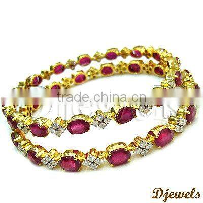 Ruby Diamond Bangles, Gold Bangles, Bangles Jewelry
