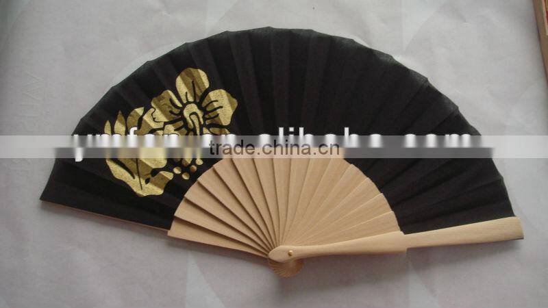 gold color printed advertising wooden spanish fan
