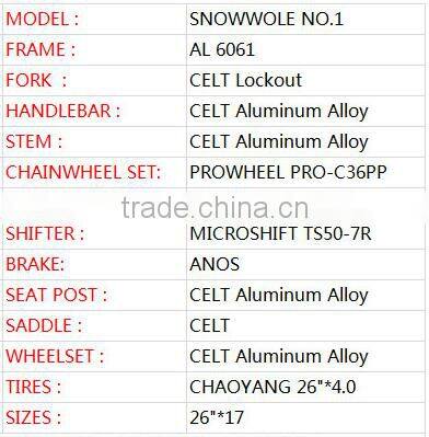Beach cruiser 26'' 4.0 new design aluminum alloy fat bike /snow mountain bike