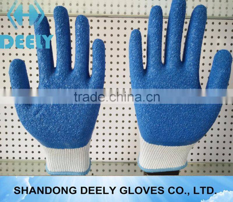 natural latex palm coated wrinkle gloves/industrial gloves