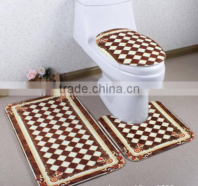 Anti-slip toilet mat 3pcs set comfortable microfiber bath mat set