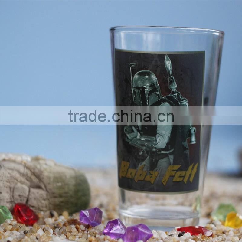 promotional 16 oz pint glass cup with logo for beer and juice