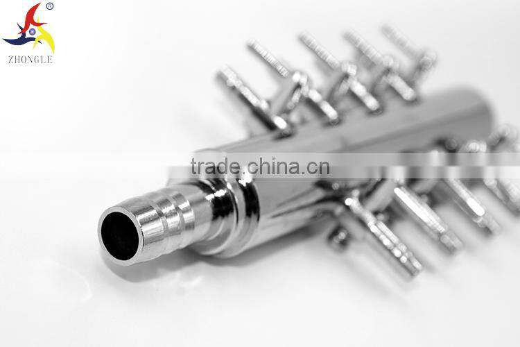 New design 8 mm inlet diameter one way in 8 way out metal air control valve