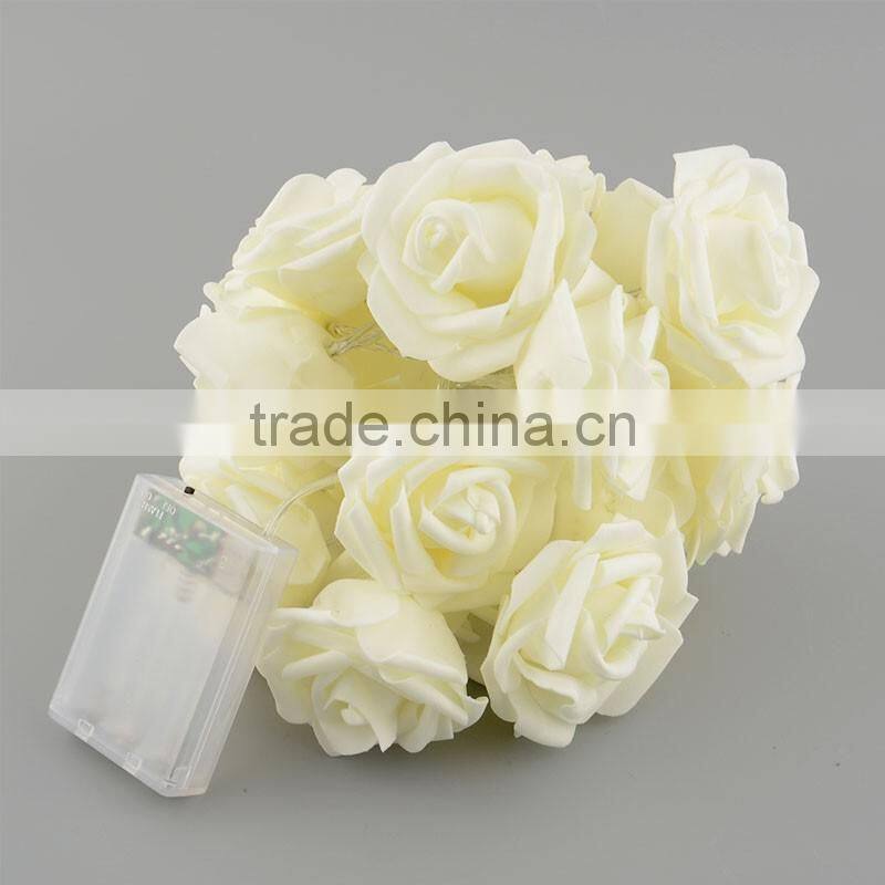 20 LED Rose Flower String Lights for Wedding Garden Party Christmas Decoration Warm White