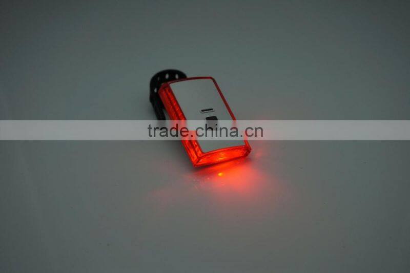 Micro USB rechargeable of bicycle tail light,300 degree view angle,3 super bright red LED