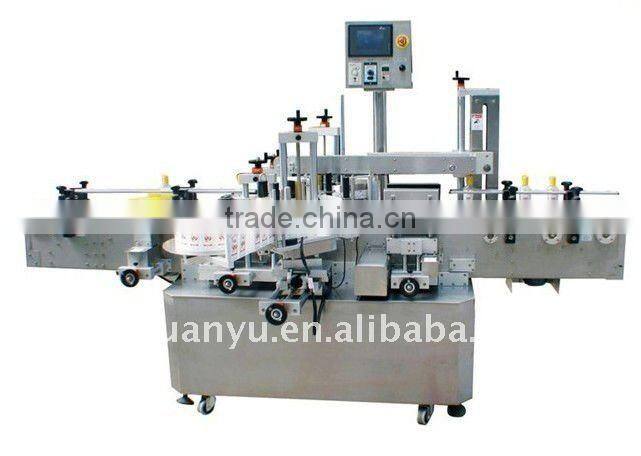 Automatic top and bottom adhesive label machine