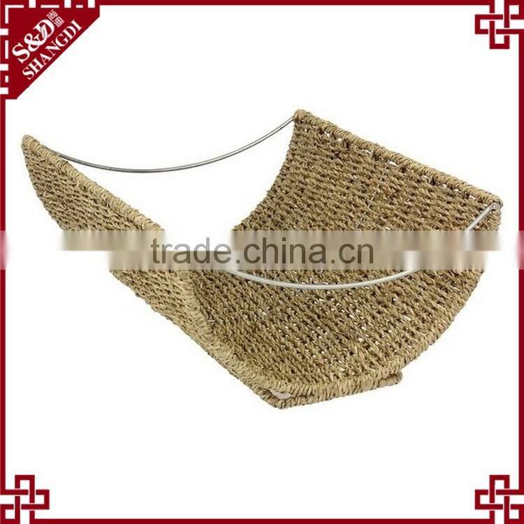 Custom simple design hand woven magazine rack magazine holder