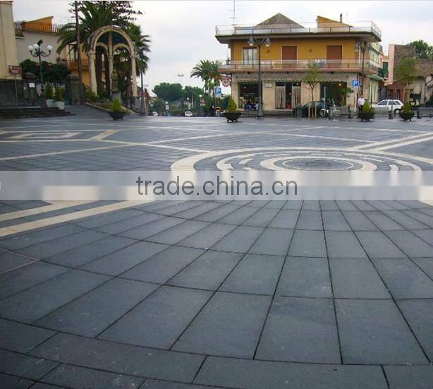 Black basalt tile flooring