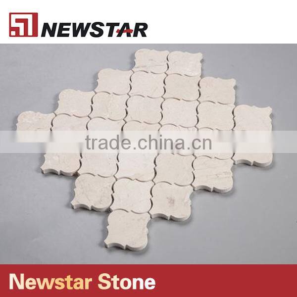 Newstar Crema Beige Arabesque Marble Lantern Brown Stone Tile Backsplash