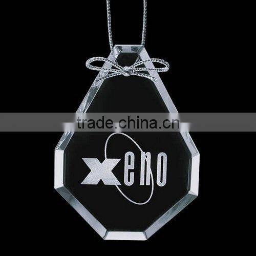 Teardrop etched hanging glass christmas tree ornaments