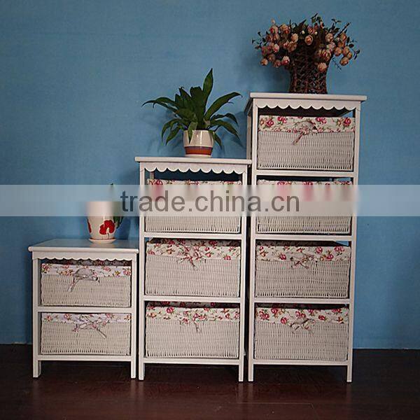 100%handmade natural low price wooden and willow cabinet