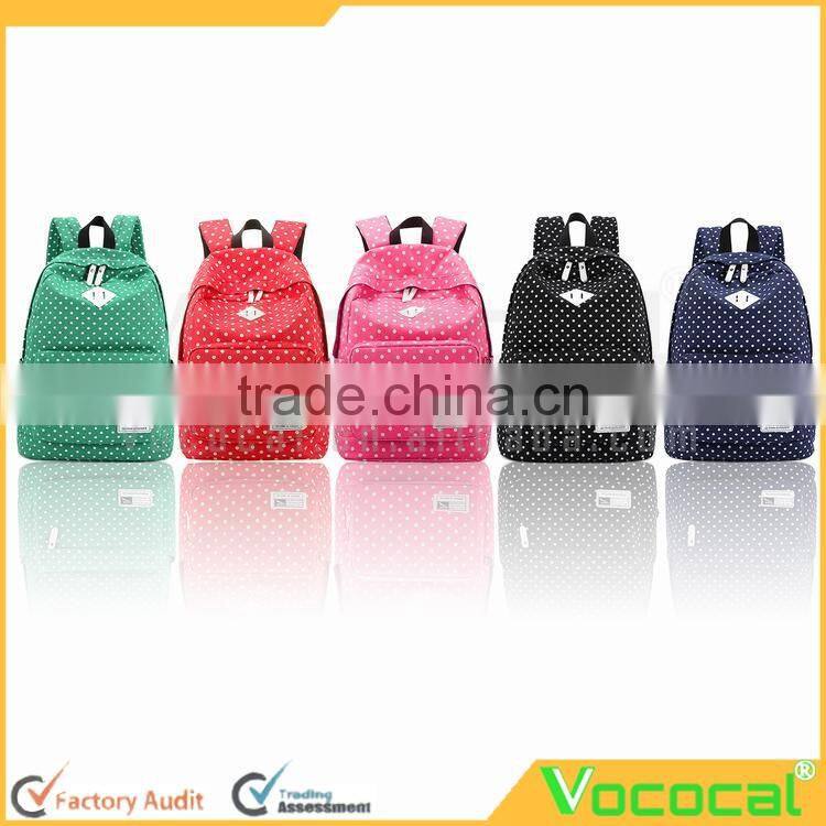 Cute Polka Dot Women Canvas Backpack Satchel Rucksack Schoolbag Leisure Travel Shoulder Bag