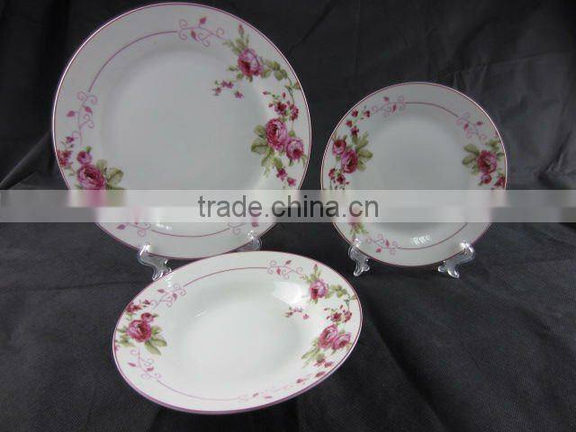 12 pcs dinnerware set with folower pattern decal