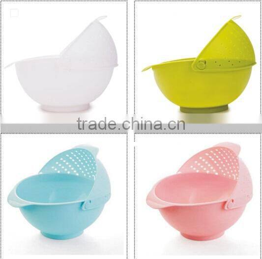 Wholesale Stock Vegetable&Fruit Draining And Storing 2 In 1 With Cover Kitchen Plastic Cleaning Baskets