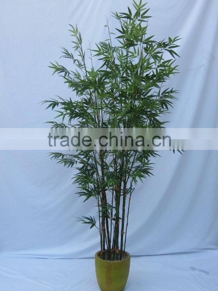 wholesales plastic artificial garden green bamboo plants lumber craft with leaves for decoration