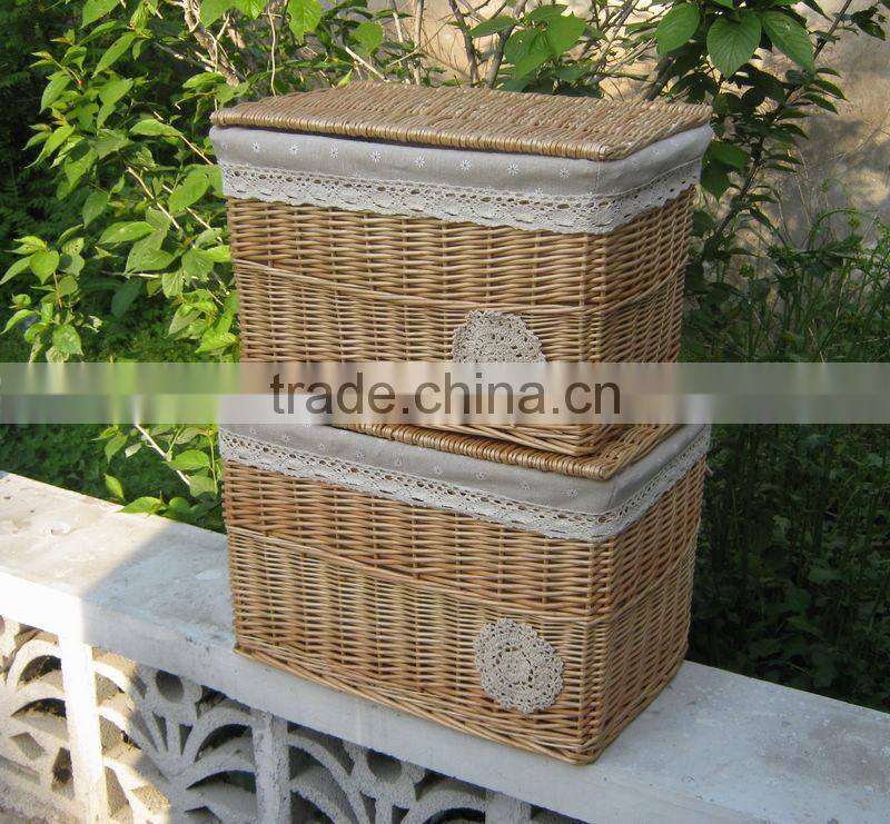 2016 new design willow material wicker suitcase for home decoration