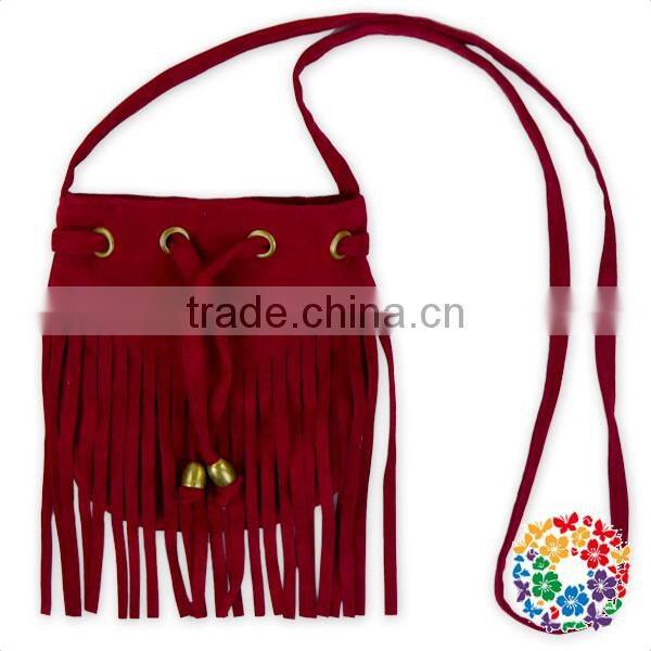 Children Girls Small Fringe Faux Lether Brown Shoulder Bag With Strap