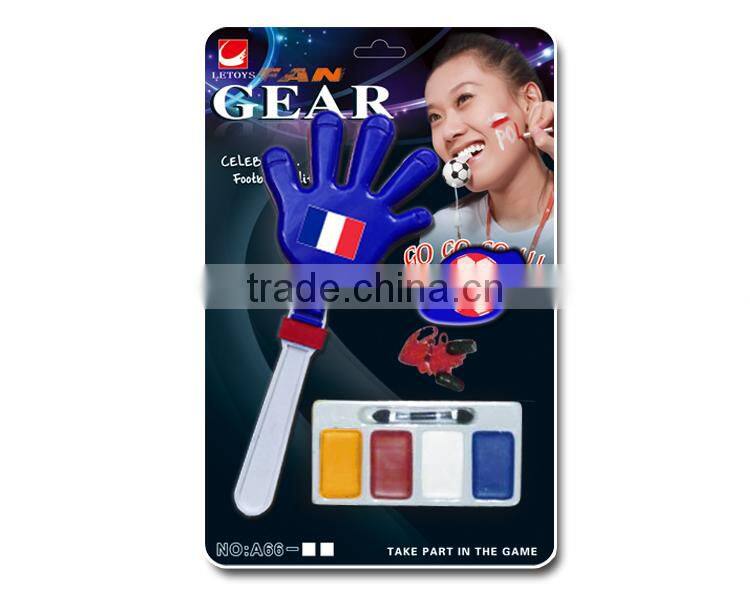 2016 Euro Cup fans handclapper and whistle with French color face paint set/ sports fan gears /soccer fans noise maker kit