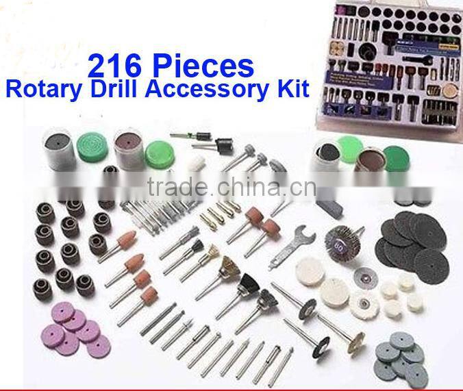 216pc Mini Rotary Power Drill Hobby Tool Accessory Kit Fit Dremel Multi Tools T0071