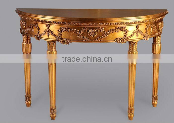 Antique Gold Reproduction Console Table with Mirror