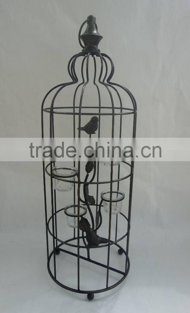 Classic Metal Birdcage Decorative Glass Tealight Holder