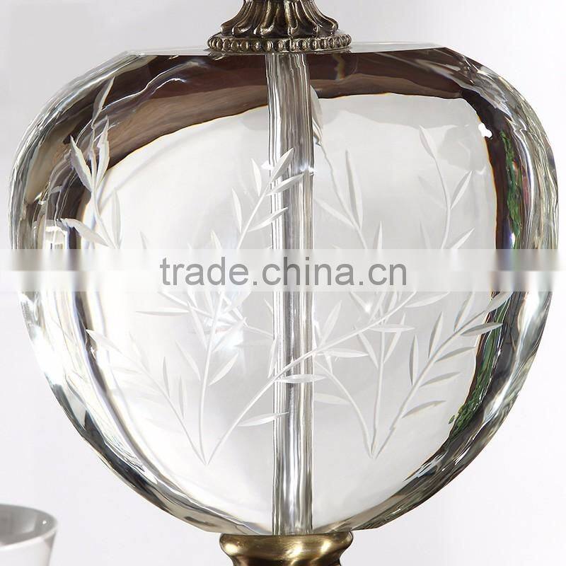 Finely Cast Exquisite Chinoiserie Style Brass and Crystal Table Reading Lamp with Beautiful Embroidered Lampshade BF12-04124a