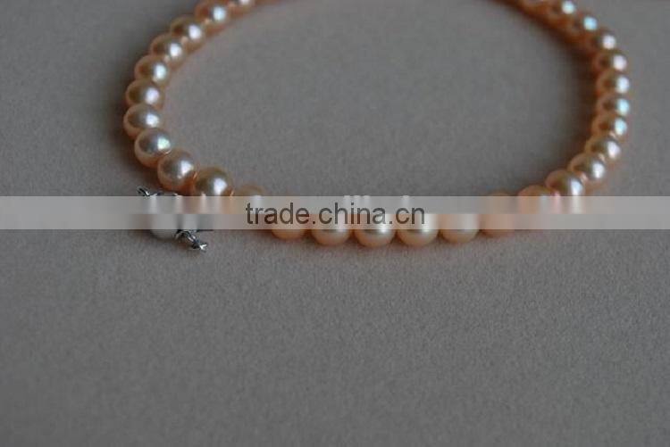 high quality 8-9mm pink round freshwater pearl strand