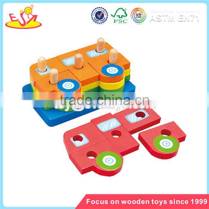 Wholesale colorful kids wooden stacking tower toy interesting wooden stacking tower game W13D037